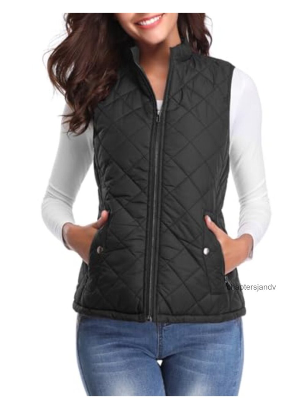 Quilted Puffer Vest Lightweight Zip-Up Stand Collar Gilet